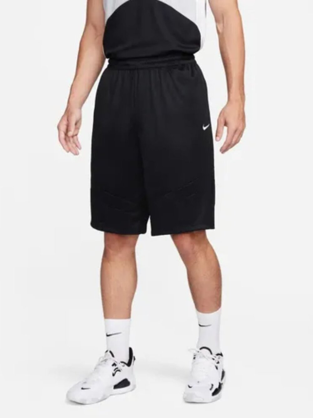 Nike Men's Black Icon Dri-Fit Breathable Knit Elastic Waist Basketball Shorts L